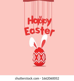 Happy Easter. Rabbit ears and easter egg. Illustration vector