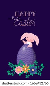 Happy easter rabbit with egg design, Spring decoration holiday greeting ornament celebration festive season tradition and festival theme Vector illustration