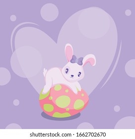 Happy easter rabbit with egg design, Spring decoration holiday greeting ornament celebration festive season tradition and festival theme Vector illustration