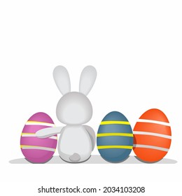 Happy easter. Rabbit and easter egg. Illustration vector