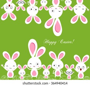 happy easter rabbit and eggs background