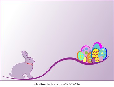 Happy Easter. Rabbit and eggs colorful in the games 