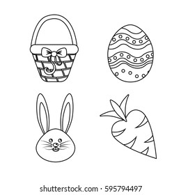happy easter rabbit eggs day icon