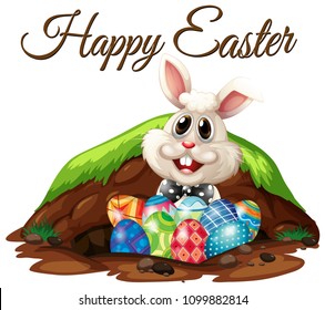 Ilustración de Happy Easter Rabbit and Eggs