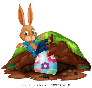 Ilustración de Happy Easter Rabbit and Eggs