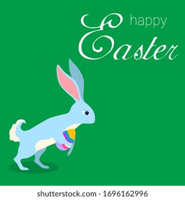 Happy Easter, rabbit with Easter eggs vector illustration flat style