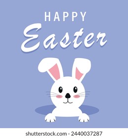 Feliz conejo de Pascua. Postal festiva. Gráficos vectoriales