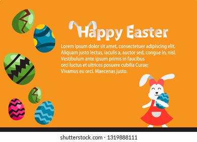 Happy easter Rabbit holding eggs 
Cute rabbit vector