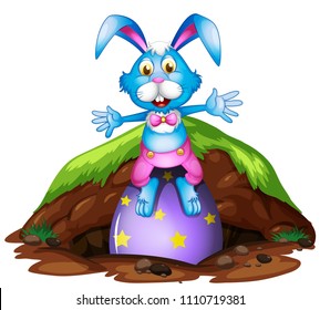 Un Conejo de Pascua Feliz en una ilustración de fondo blanco