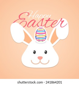 Happy Easter with Easter Rabbit and Easter Ribbon Egg