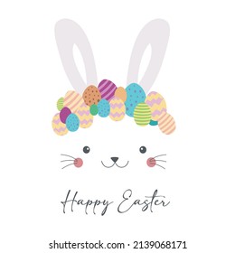 happy easter, rabbit silhouette with easter eggs