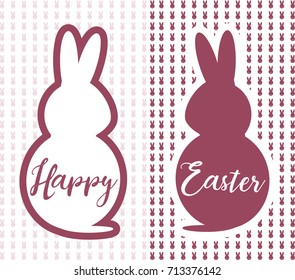 Happy Easter with rabbit textures and silhouette