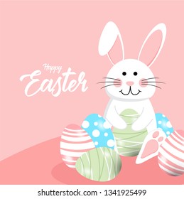 Happy easter rabbit white cute bunny