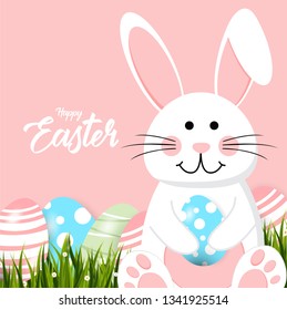 Happy easter rabbit white cute bunny