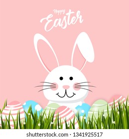 Happy easter rabbit white cute bunny