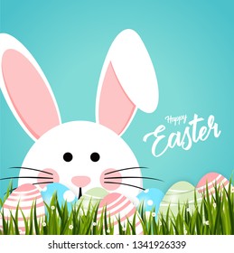 Happy easter rabbit white cute bunny