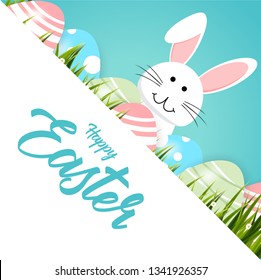 Happy easter rabbit white cute bunny