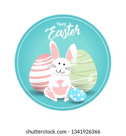 Happy easter rabbit white cute bunny