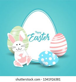 Happy easter rabbit white cute bunny