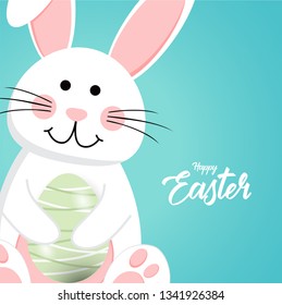 Happy easter rabbit white cute bunny