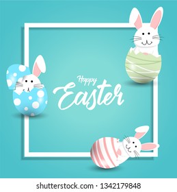 Happy easter rabbit white cute bunny