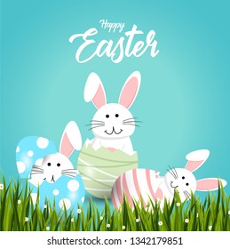 Happy easter rabbit white cute bunny