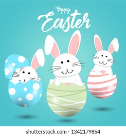 Happy easter rabbit white cute bunny