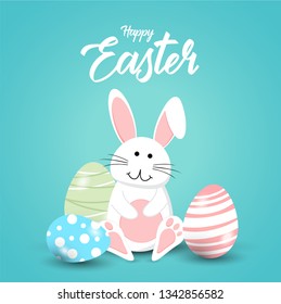 Happy easter rabbit white cute bunny