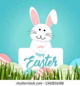 Happy easter rabbit white cute bunny