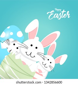 Happy easter rabbit white cute bunny
