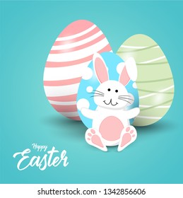 Happy easter rabbit white cute bunny