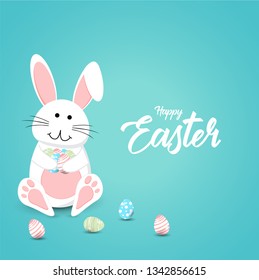 Happy easter rabbit white cute bunny