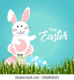 Happy easter rabbit white cute bunny
