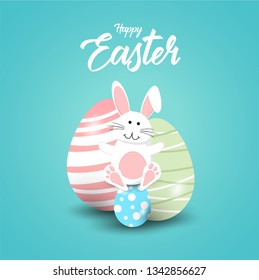 Happy easter rabbit white cute bunny