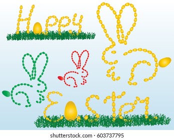 Happy easter with rabbits