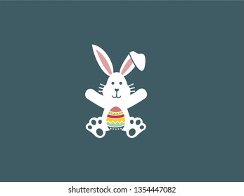 Happy Easter with Rabbits brings Eggs or Surprise on Easter. Design for discounted Easter Day sales. Template Design for Happy Easter, Background, Greeting Cards, Invitations.