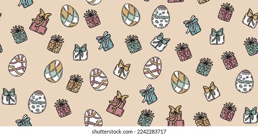 Happy Easter. Rabbits's ears. Hand drawn illustration