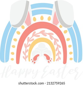 Happy Easter with Rainbow and Bunny ears
