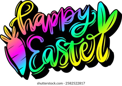 happy easter rainbow colorful bright vibrant vector graphic design and cut file