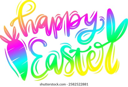 happy easter rainbow colorful bright vibrant vector graphic design and cut file