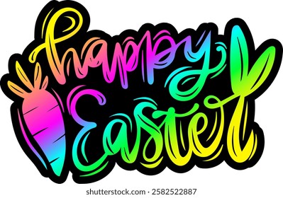 happy easter rainbow colorful bright vibrant vector graphic design and cut file