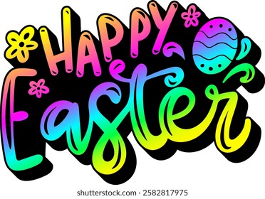 happy easter rainbow colorful bright vibrant graphic design quote