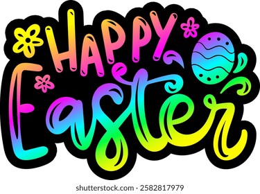 happy easter rainbow colorful bright vibrant graphic design quote