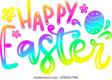 happy easter rainbow colorful bright vibrant graphic design quote