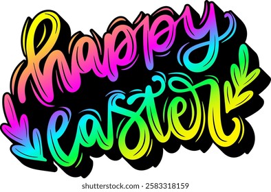 happy easter rainbow colorful bright vibrant graphic design quote