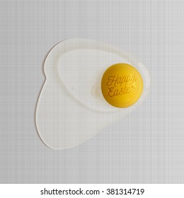 Happy Easter realistic Chicken raw Egg with Yolk