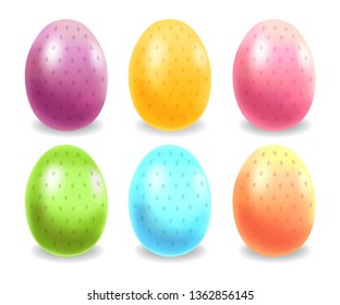 Happy Easter, realistic eggs set, colored eggs card illustration