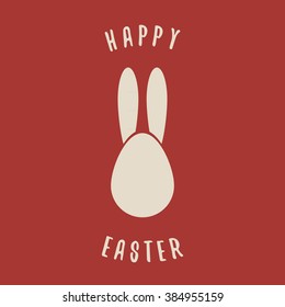 Happy Easter red background. Easter bunny egg.