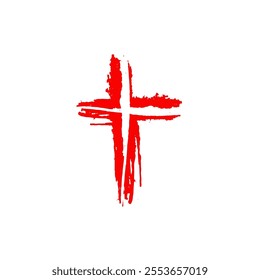 Happy easter. Red bloody cross. Cross made of Red blots Vector illustration