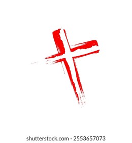 Happy easter. Red bloody cross. Cross made of Red blots Vector illustration